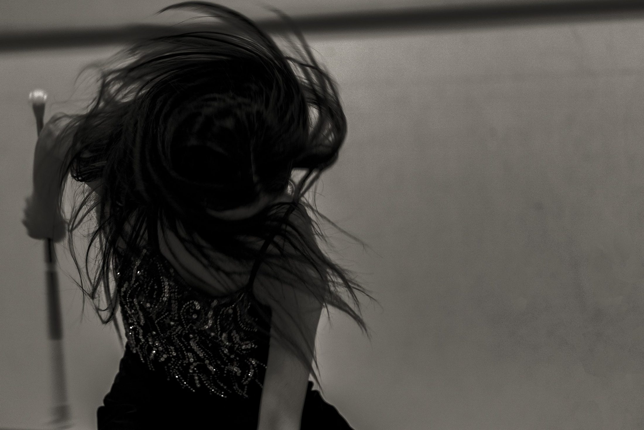 Dancer in motion, black and white